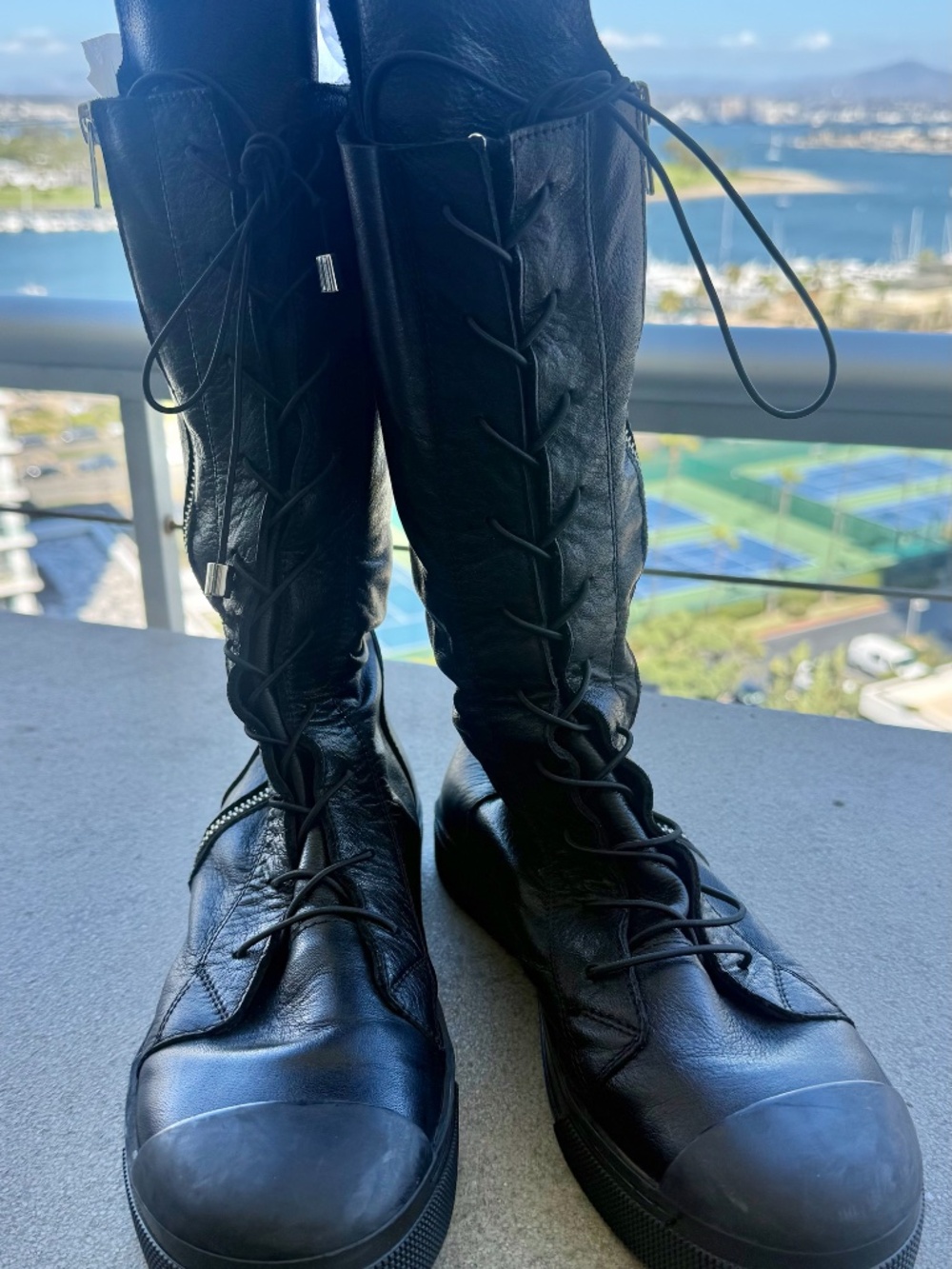 Kearny Boots - Black Lace-Up Combat Moto Boots - Women's 8 - Picture 3 of 6